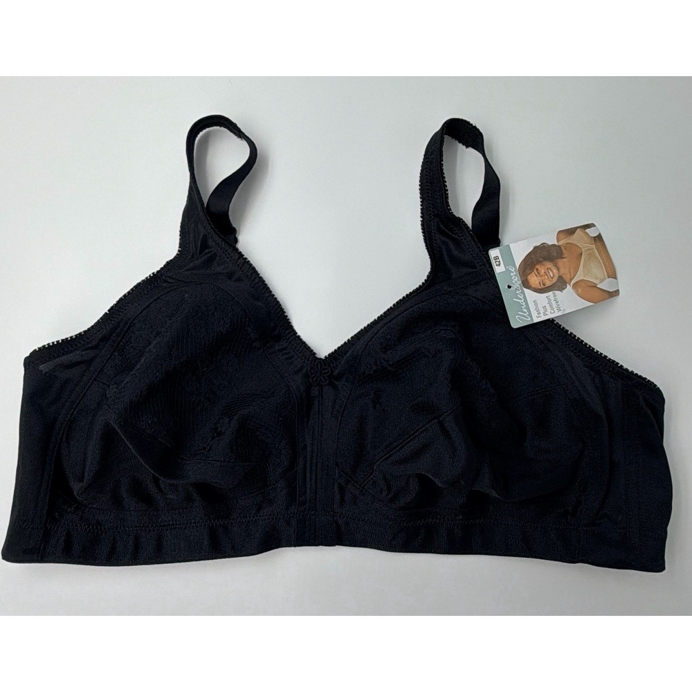 NWT Underscore Womens 42B Wirefree Bra Black Comfort Support Full Coverage